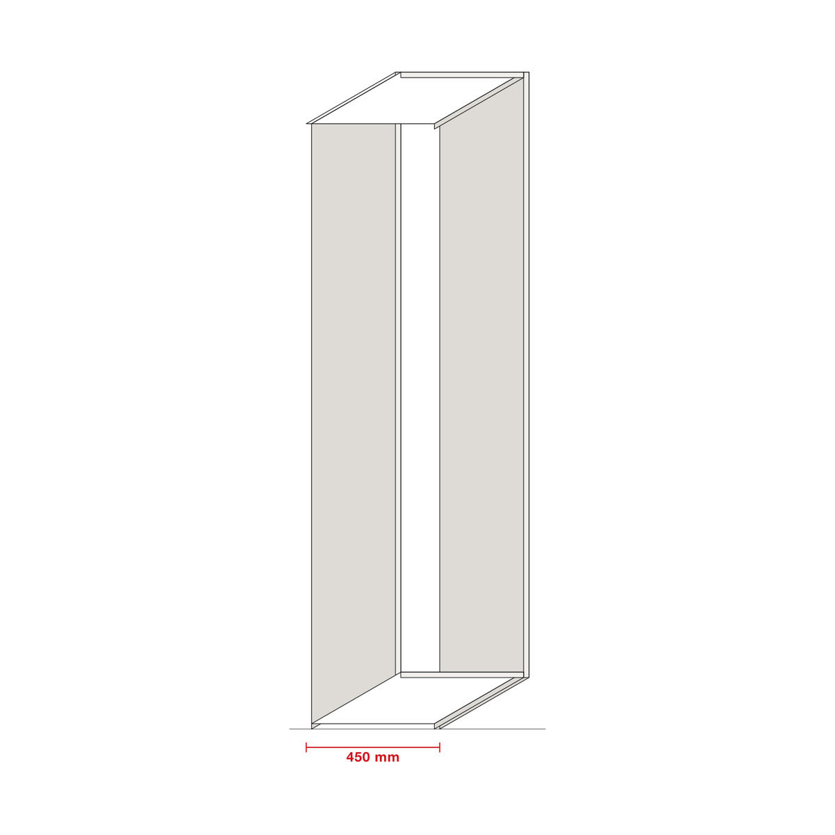 Colonne pour coulissants — dessin coté du caisson