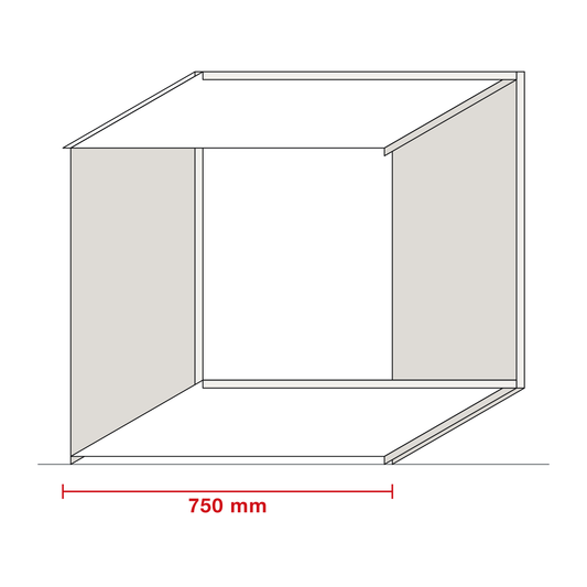 Fridge base unit — dimensioned drawing of the carcass