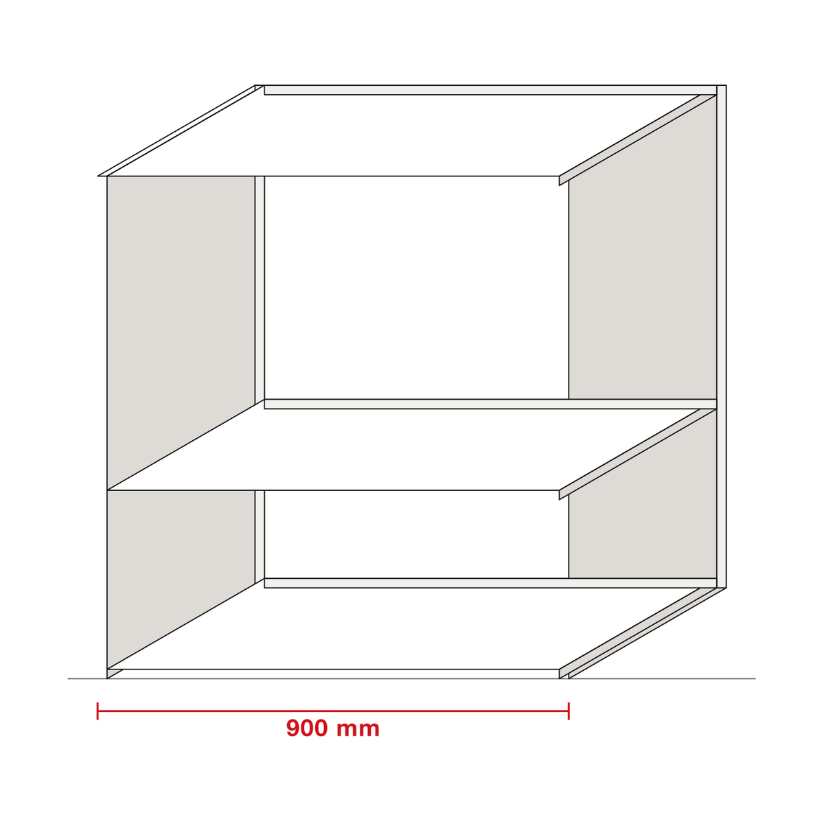 Colonne four pour tiroirs et porte — dessin coté du caisson