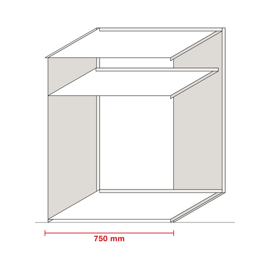 Tall fridge housing — dimensioned drawing of the carcass